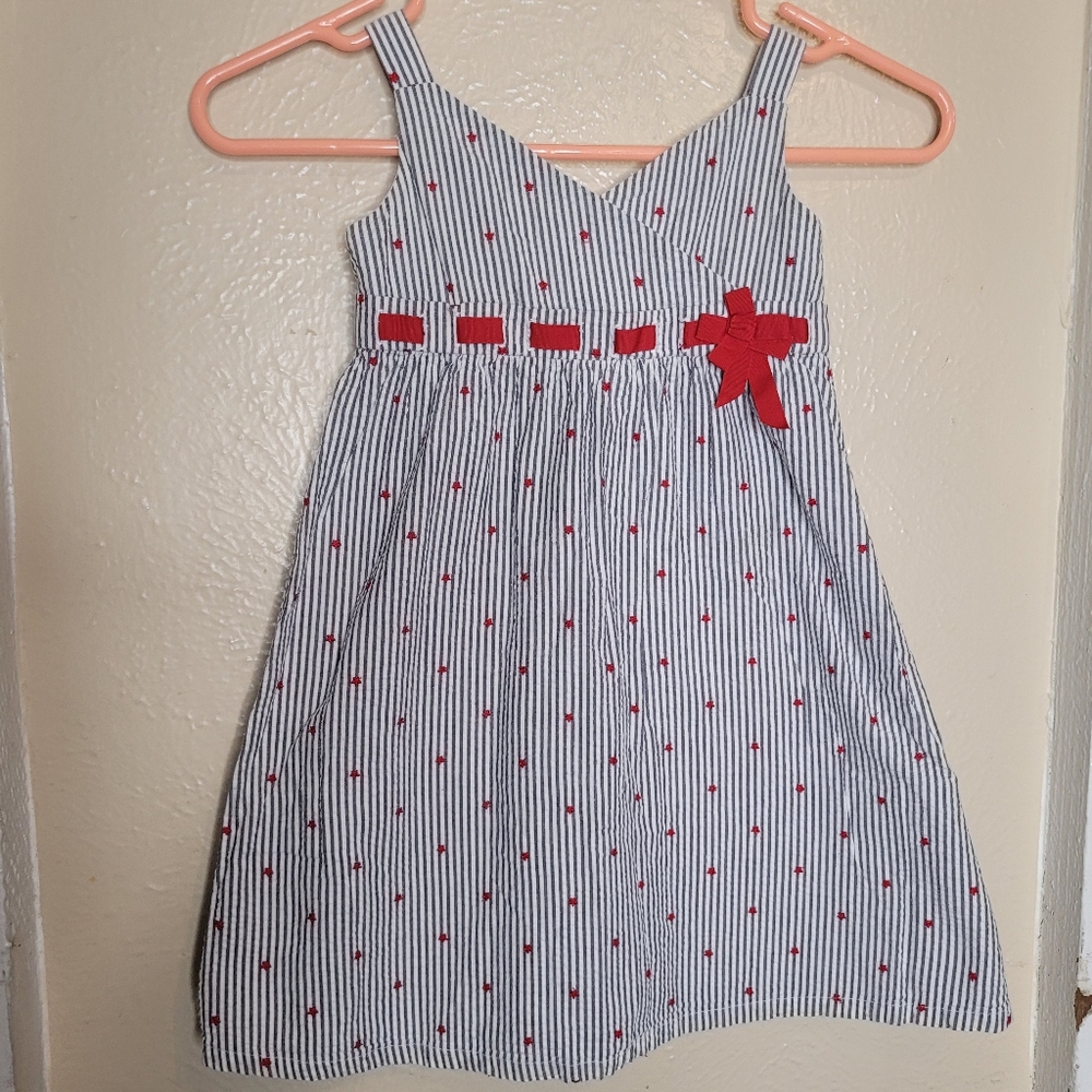 Janie And Jack Striped Stars Embroidered Patriotic 4th July Red Sleeveless